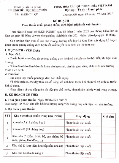 Kế hoạch phun thuốc muỗi phòng, chống dịch bệnh (dịch sốt xuất huyết)