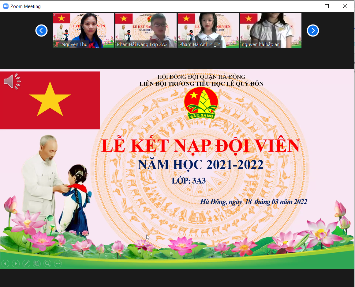 Lễ Kết nạp Đội viên của trường Tiểu học Lê Quý Đôn, năm học 2021 - 2022